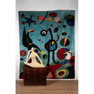 According To Joan Miro. Carpet, Or Tapestry, In Wool. Contemporary Work