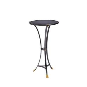 “canabas” Pedestal Table In Patinated Leather, Steel, And Golden Brass. Contemporary. Ls59502209h