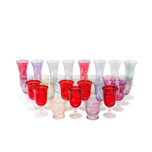 Set Of Bohemian Crystal Style Glasses, Contemporary Work