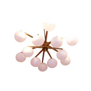 Angelo Lelli. Chandelier In Brass And Opaline. Contemporary. Ls54392108a