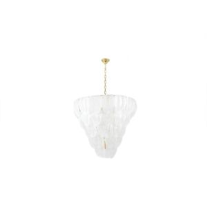 Lustre en verre de Murano blanc translucide. Italie, travail contemporain. LS64641401
