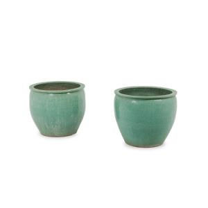 Paire de grands cache-pots en terre cuite vernissée. Années 1950. LS6557309P