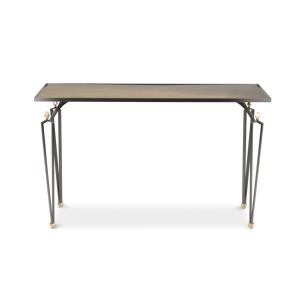 Console rectangulaire en acier et laiton. Travail contemporain. LS56851870