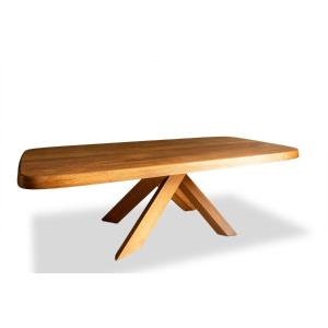 Pierre Chapo. Table de salle à manger modèle « T35D », en chêne blond. LS66574509P