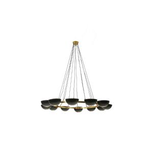 Lustre à 12 lumières en laiton patiné et métal laqué noir. Contemporain LS66771703
