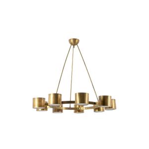 Lustre circulaire en laiton doré mat. Travail italien contemporain. LS6676-LS65831809/1P