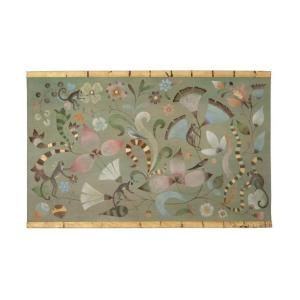 Painted Canvas Decorated With Lemurs, Birds, And Flowers. Contemporary. Ls67541087