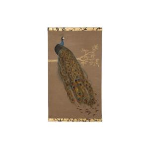 Toile peinte à décor de paon sur une branche. Travail contemporain. LS6759606