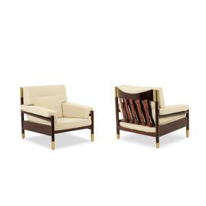 Carlo di Carli . Paire de fauteuils « Sella » en palissandre. Années 1960. LS67014707