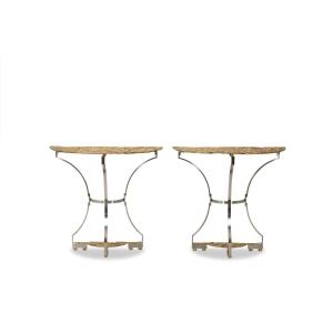 Pair Of Metal And Cast Bronze Side Tables. Contemporary. Ls69483798l