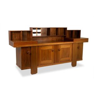 Silvio Coppola, For Bernini. Walnut Sideboard With Stepped Shelves. 1960s. Ls6845