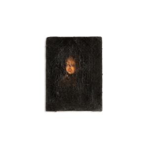 Huile sur toile, portrait en clair-obscur. XIXe siècle. LS6888