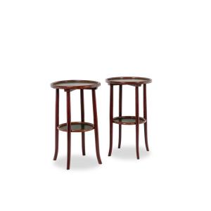 Thonet. Pair Of Two-tiered Side Tables In Stained Beech. Circa 1900.ls5914334