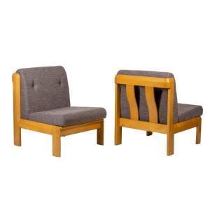 Pair Of Armchairs In Beech And Fabric, 1960s, Ls4811601