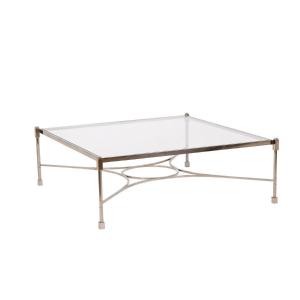 Coffee Table In Nickel-plated Steel And Glass, 1970s, Ls4682603c