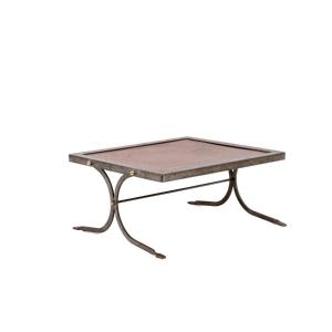 Industrial Style Coffee Table In Silver And Leather, 1970s, Ls5165803d