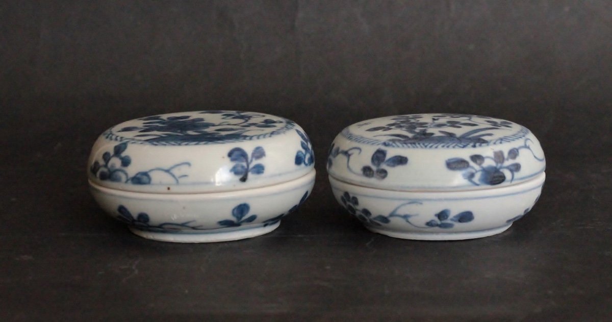 Deux Boites à Cire En Porcelaine De Chine Décor Bleu Et Blanc, époque Kangxi (1662-1722).-photo-4