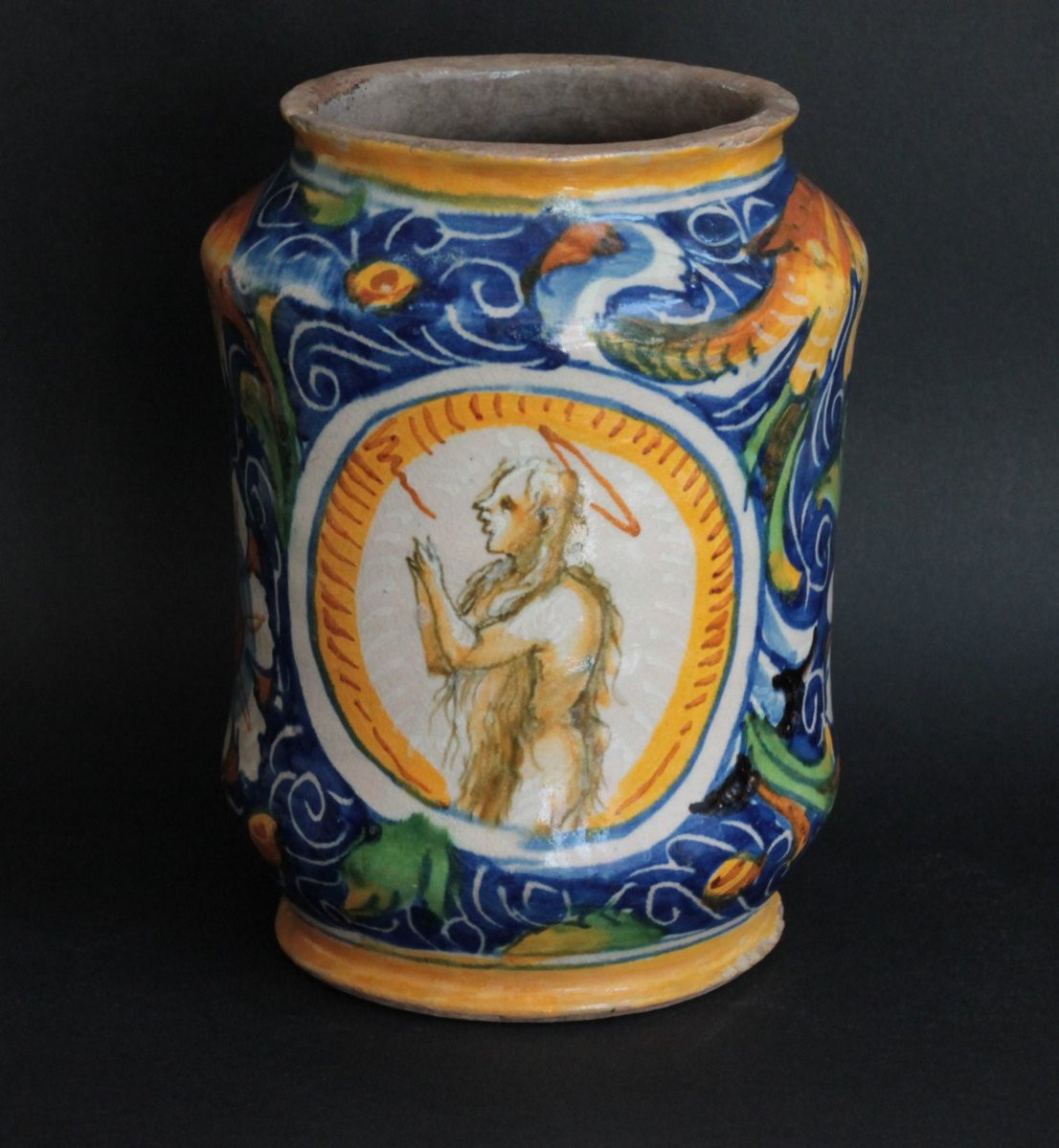 Albarello en majolique de Venise à décor de 2 portraits. Atelier de Maestro Domenico. XVIe s.-photo-4