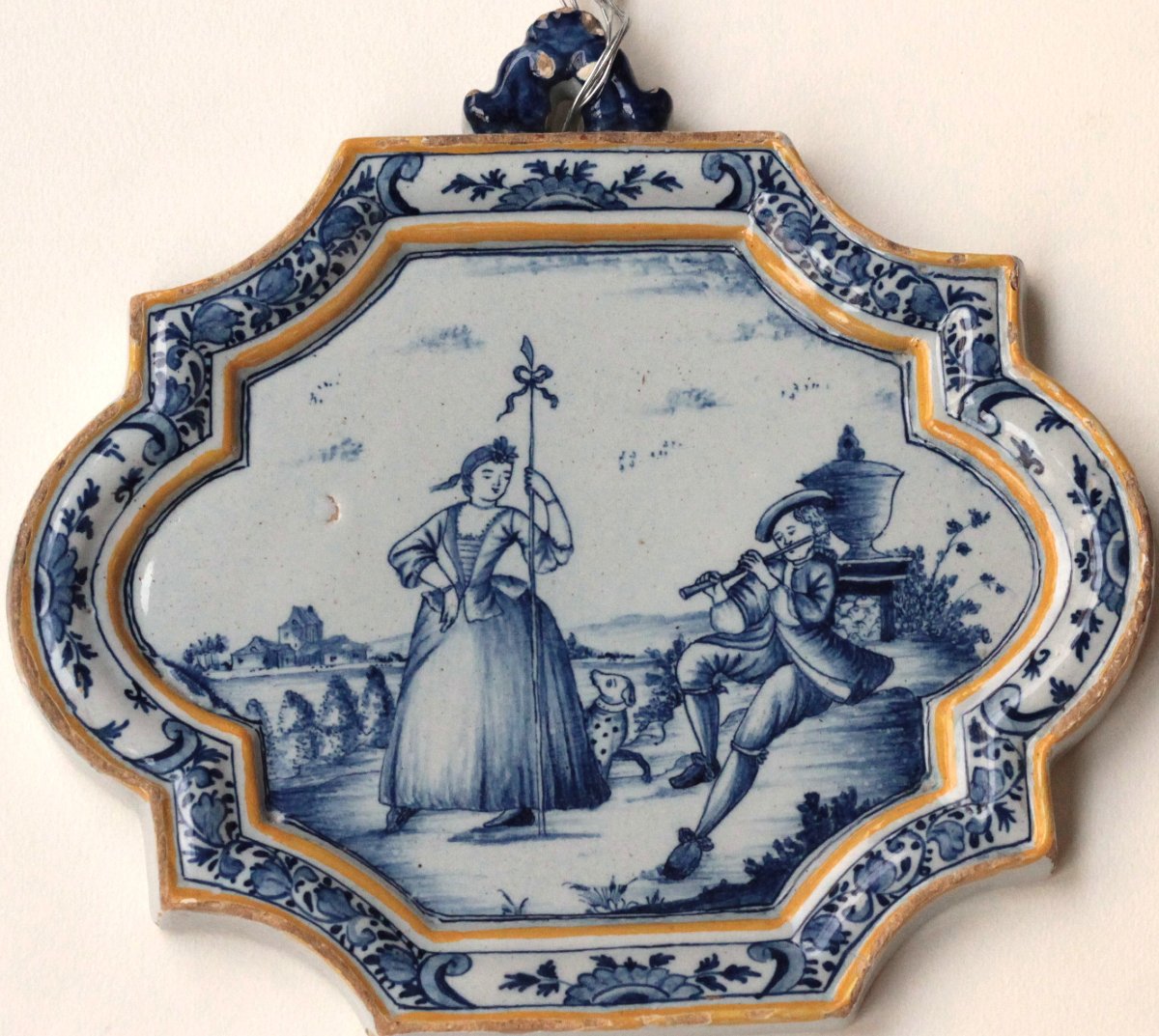 Plaque en faïencede Delft à décor en camaïeu bleu, inscription Frederik Sefiman 1763, 18e s.-photo-3
