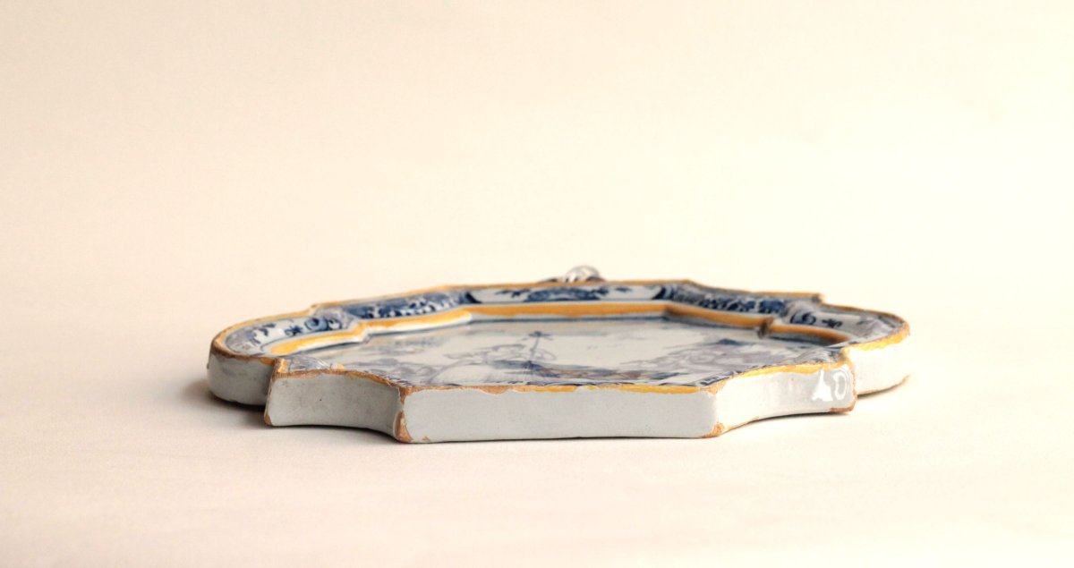 Plaque en faïencede Delft à décor en camaïeu bleu, inscription Frederik Sefiman 1763, 18e s.-photo-2