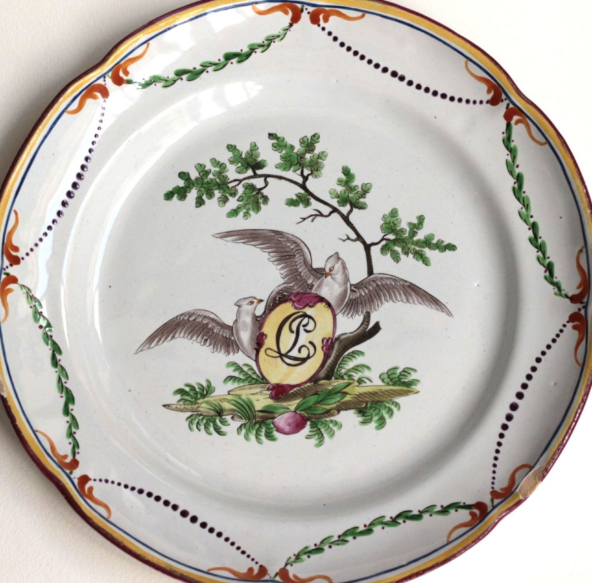 So-called "wedding Plate" Made Of Earthenware From Les Islettes - Bois d'Epense, Early 19th Century-photo-3