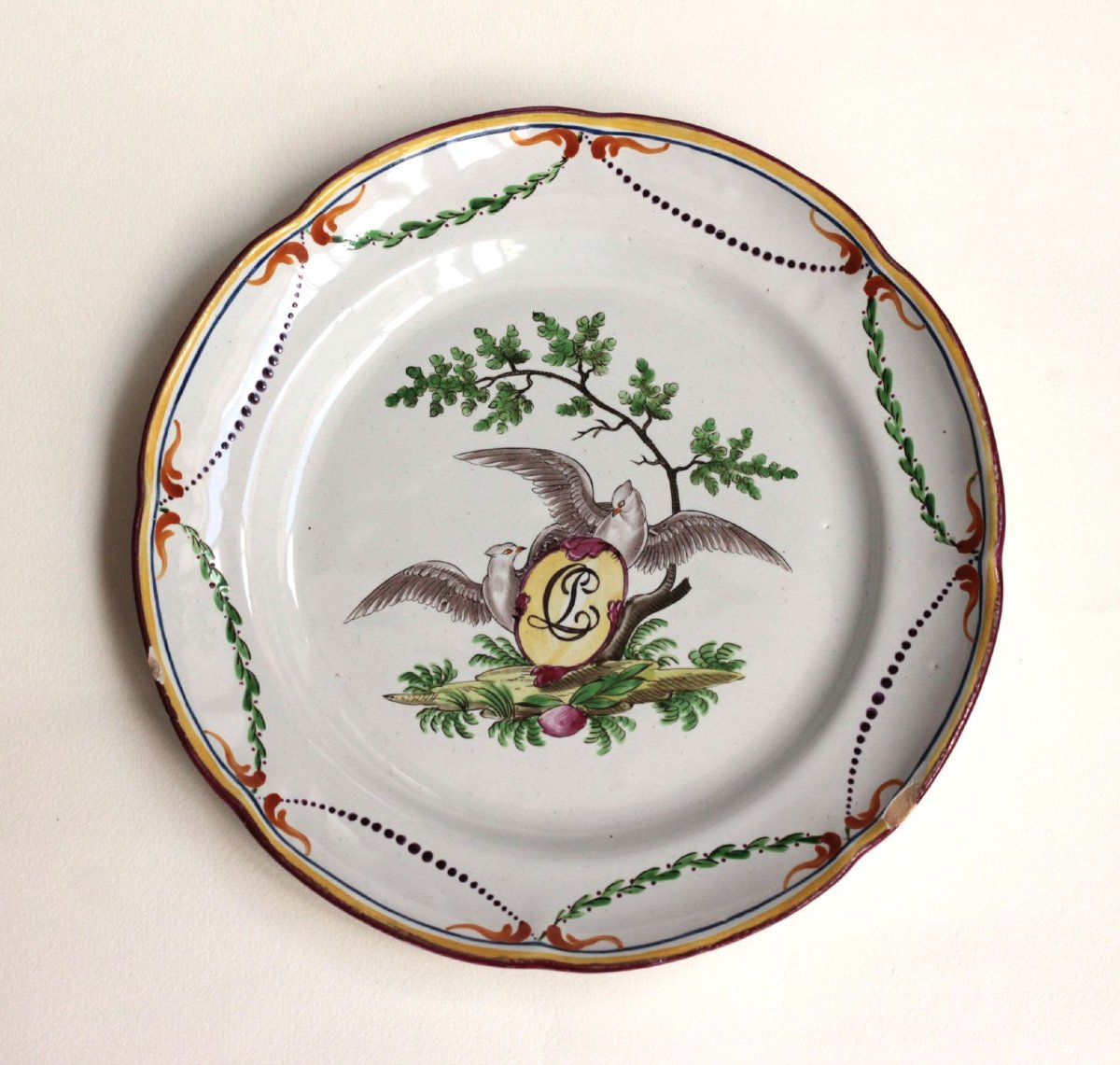 So-called "wedding Plate" Made Of Earthenware From Les Islettes - Bois d'Epense, Early 19th Century