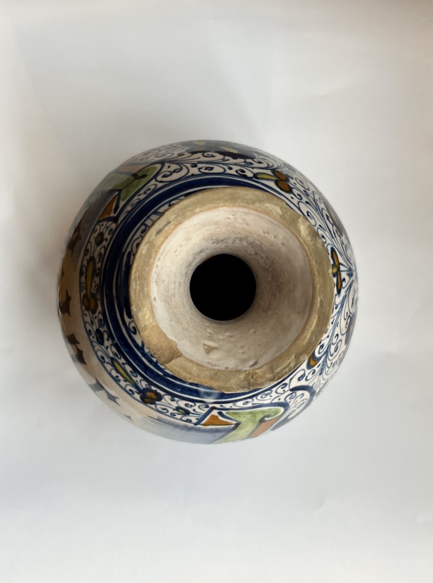 Bouteille en majolique de Faenza, fin XVe - début XVIe siècle-photo-1