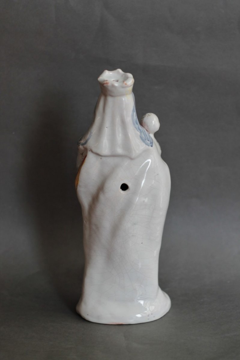 Virgin And Child In Earthenware From Rennes (france) Eighteenth Century-photo-3