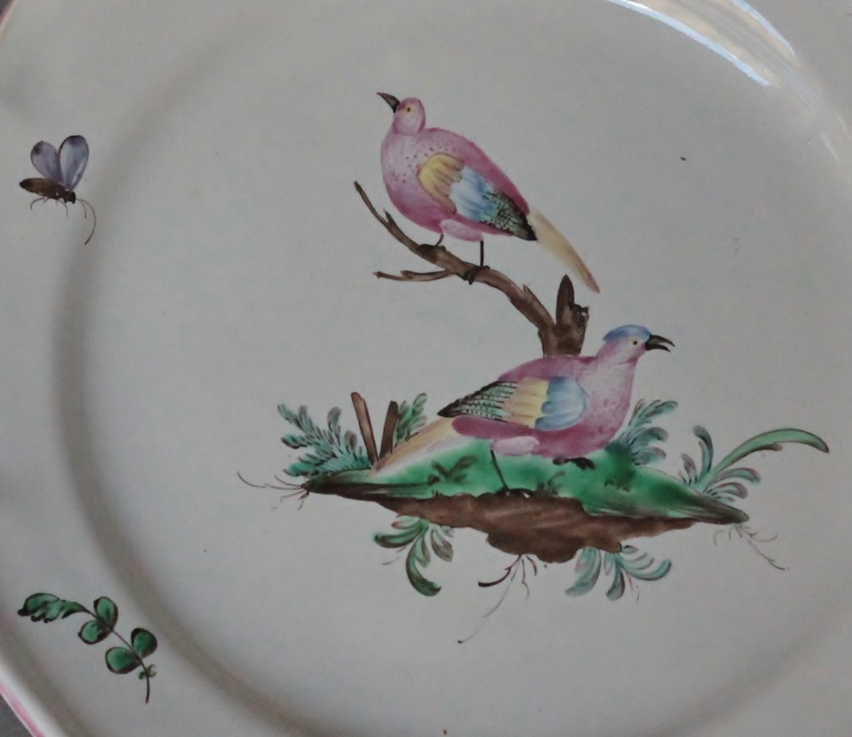 Aprey Earthenware Plate With Bird Decor. Eighteenth Century.-photo-2