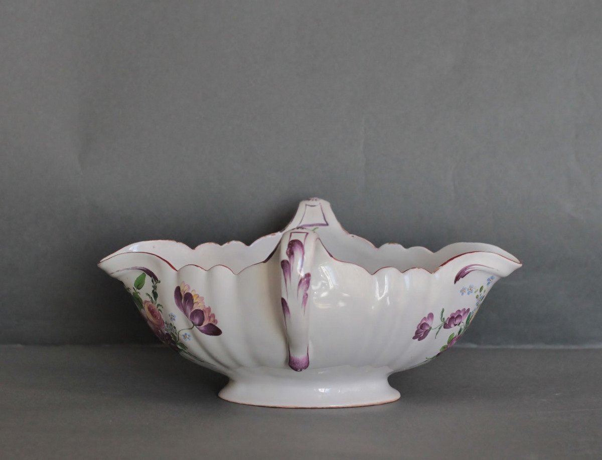 Niderviller Earthenware Sauceboat Decorated With Flowers. Eighteenth Century.-photo-2