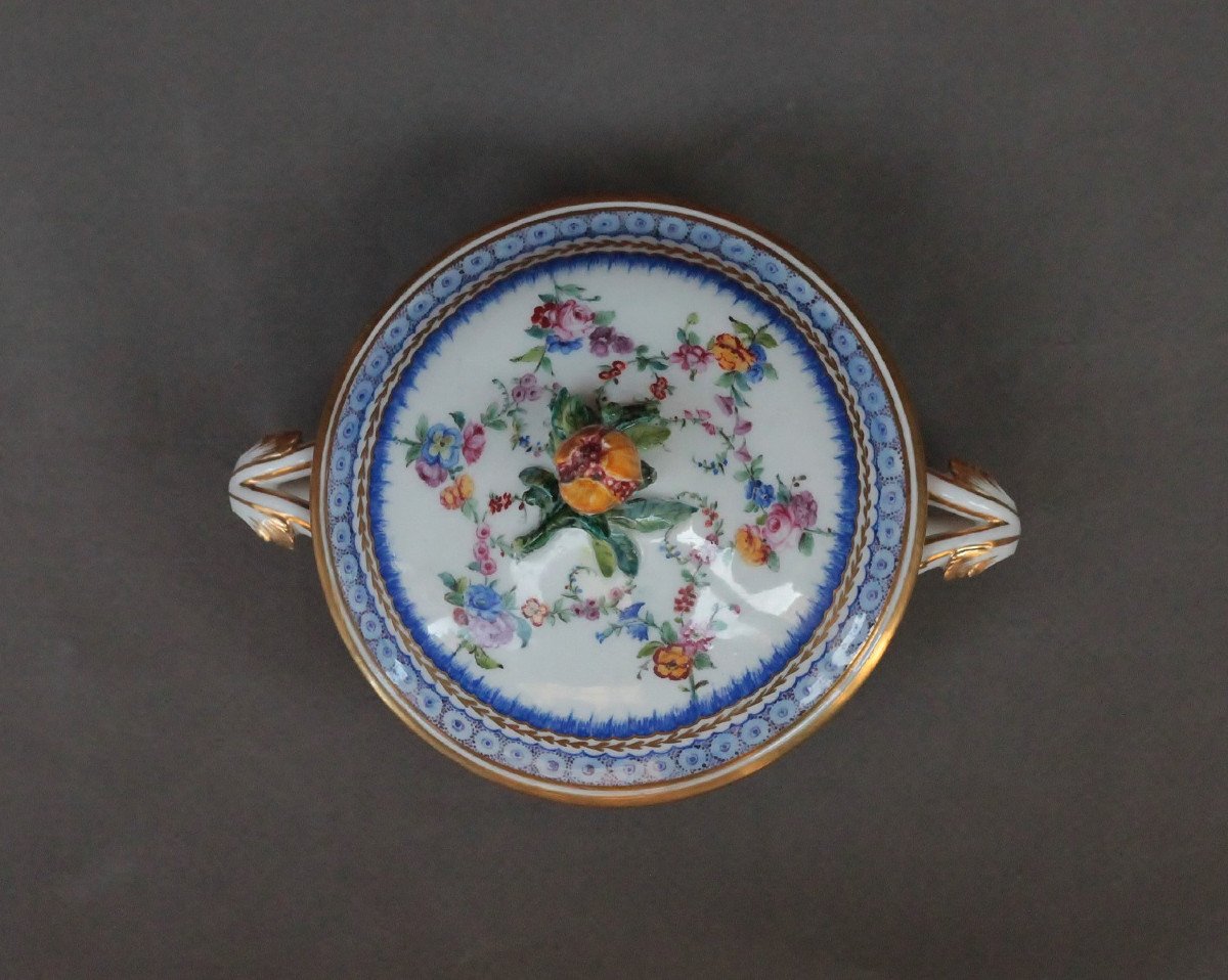 Ecuelle En Porcelaine Tendre De Sèvres, Dd 1781, Peintre Sioux Et Doreur Chauvaux, 18eme Siècle-photo-3