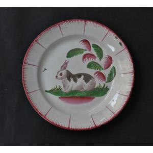 Earthenware Plate From Islettes Representing A Rabbit, Circa 1825/1830.