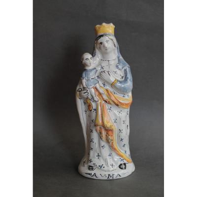 Vierge à l'Enfant En Faïence De Rennes, XVIIIe Siècle