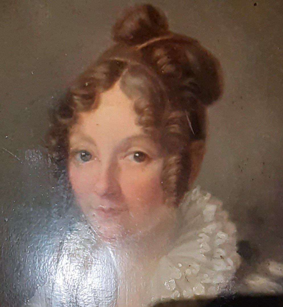 Portrait d elegante fin du 18 ème/ Début 19 ème Siecle-photo-3