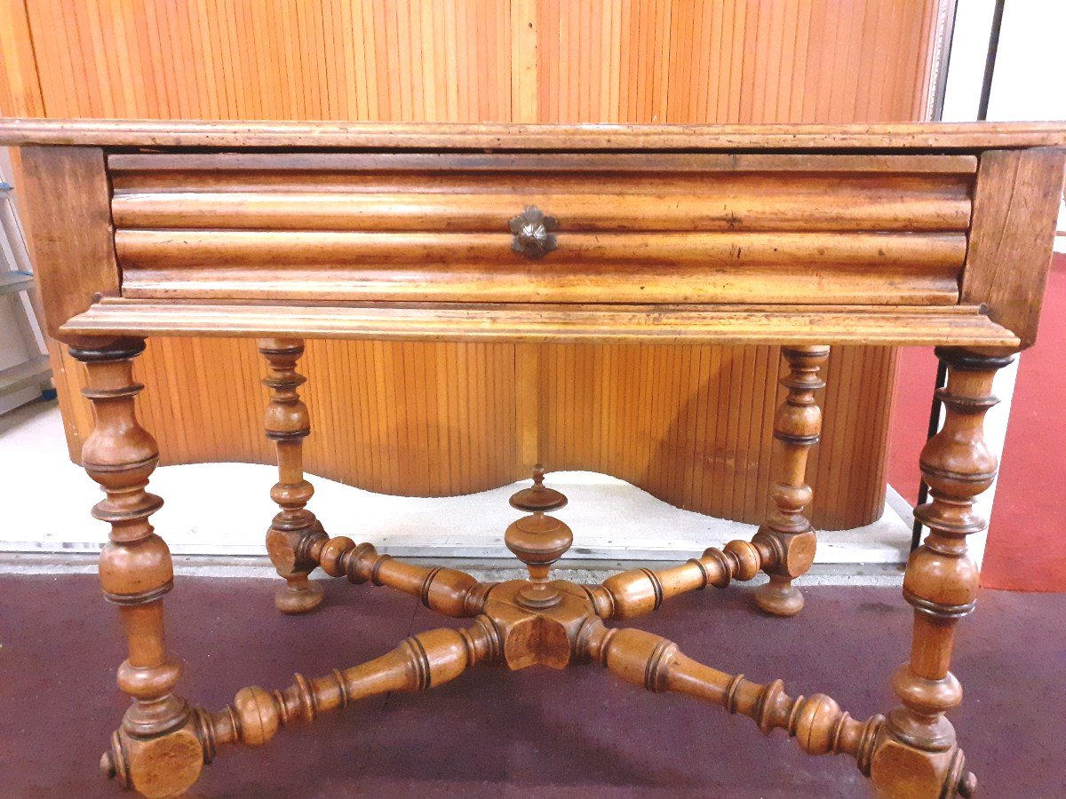 Table A Ecrire D Epoque Louis Xlll En Noyer Clair-photo-3