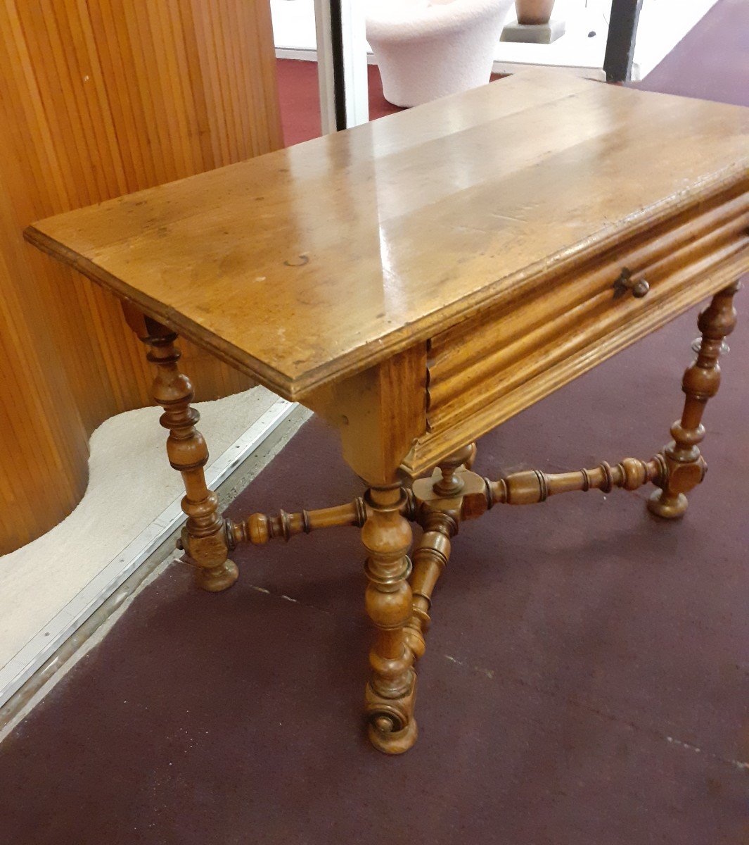 Table A Ecrire D Epoque Louis Xlll En Noyer Clair-photo-4