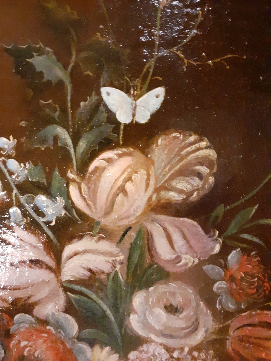 Paire De Tableau Nature Morte Au Vase Fleuri 18 Eme Siecle-photo-4