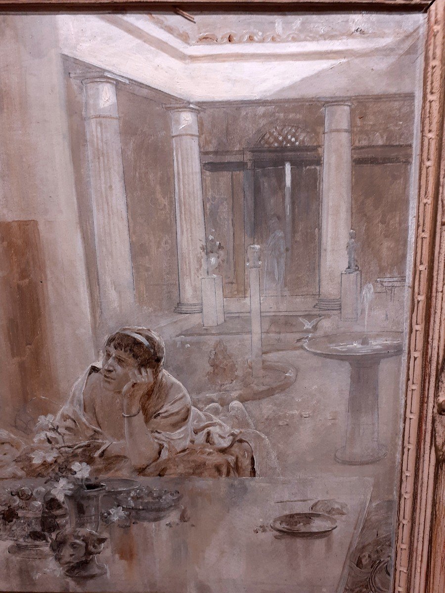 Huile Sur Toile Scène Romaine Par André  Castaigne-photo-3