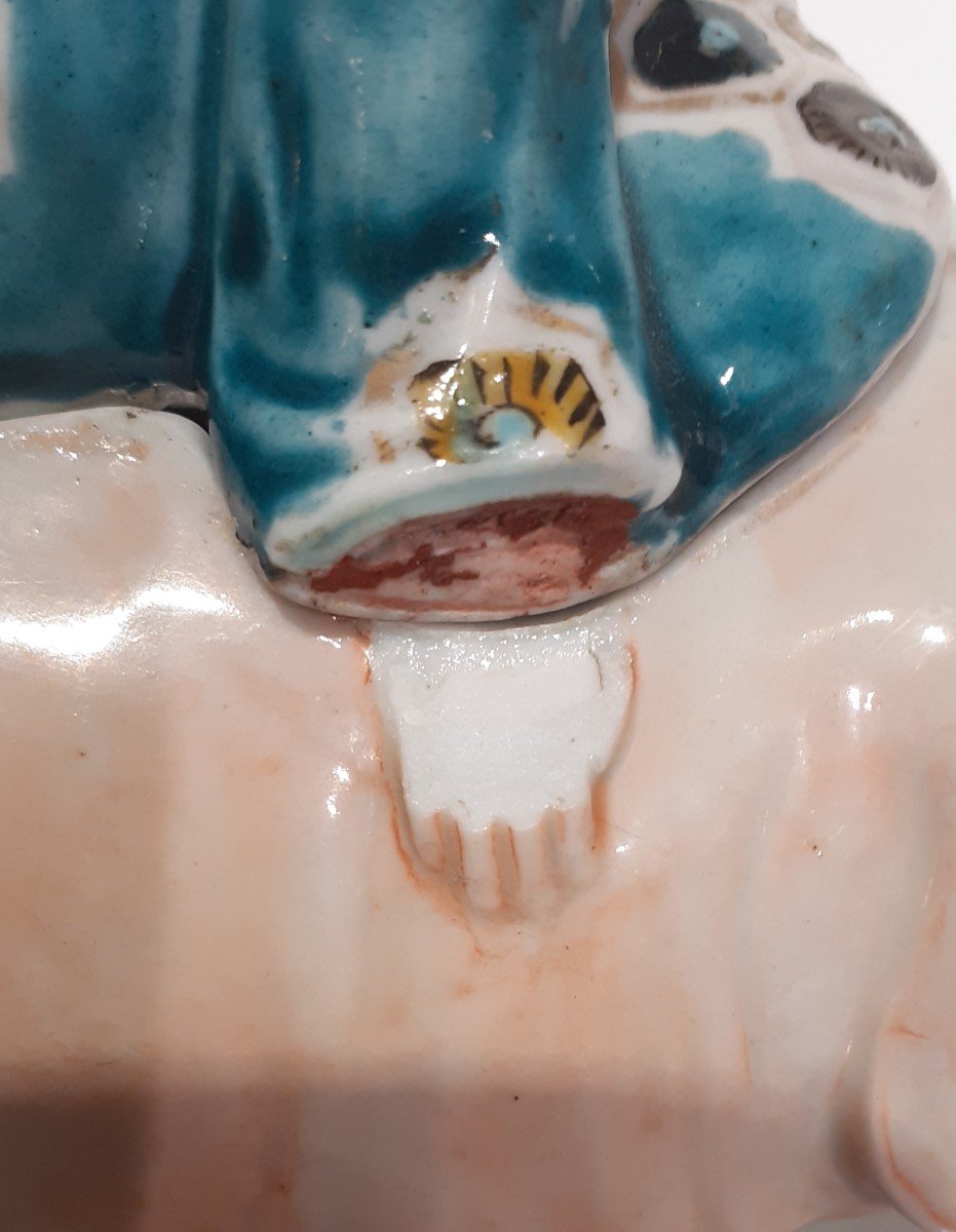 Japanese Porcelain Box, Young Woman Sitting On An Elephant.19th Century-photo-4