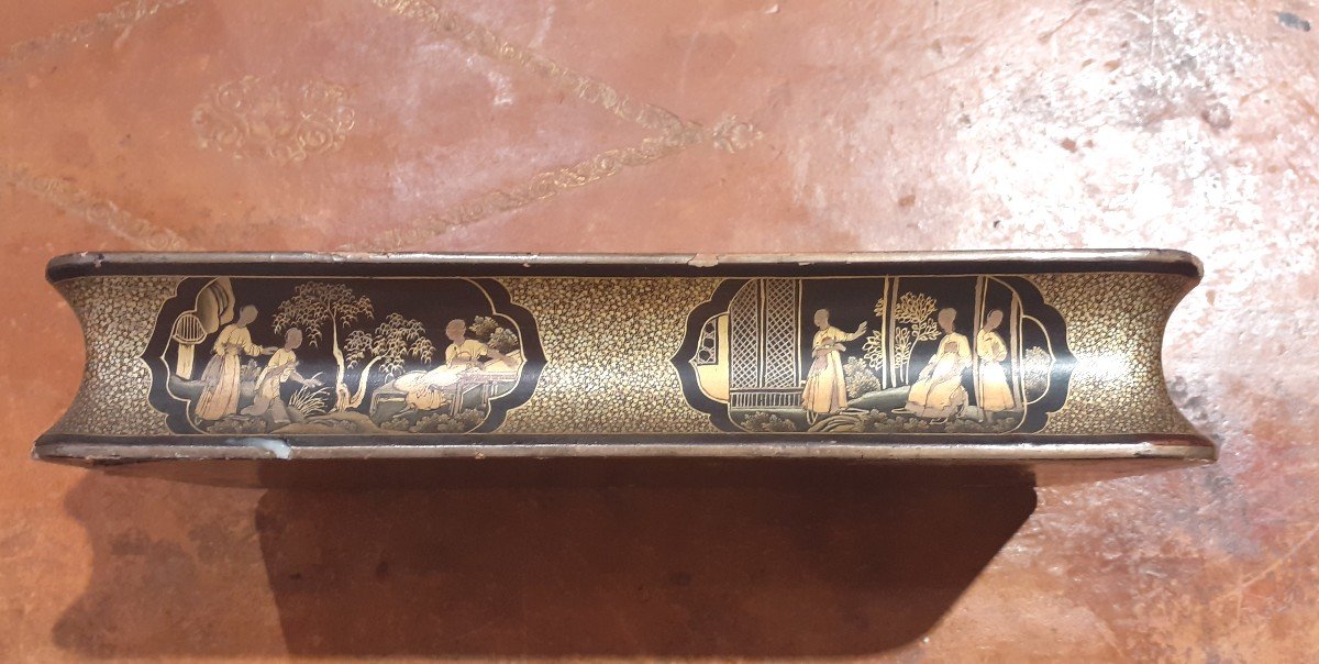 Bel et rare encrier en laque de Canton .chine XVIII Siècle-photo-4
