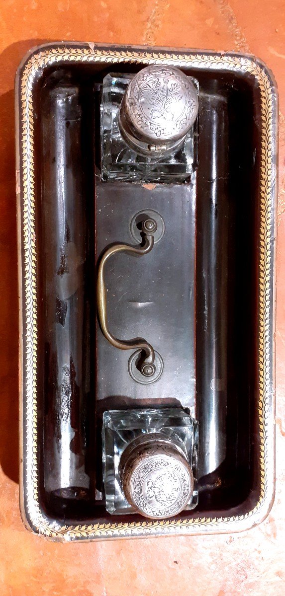 Bel et rare encrier en laque de Canton .chine XVIII Siècle-photo-5