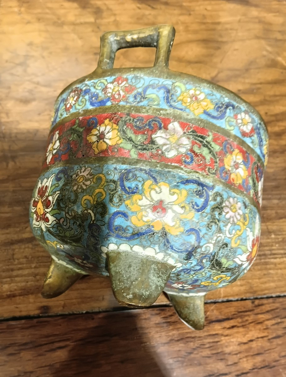 Perfume Burner In Bronze And Cloisonne Enamel, China Or Japan 19th Century-photo-3