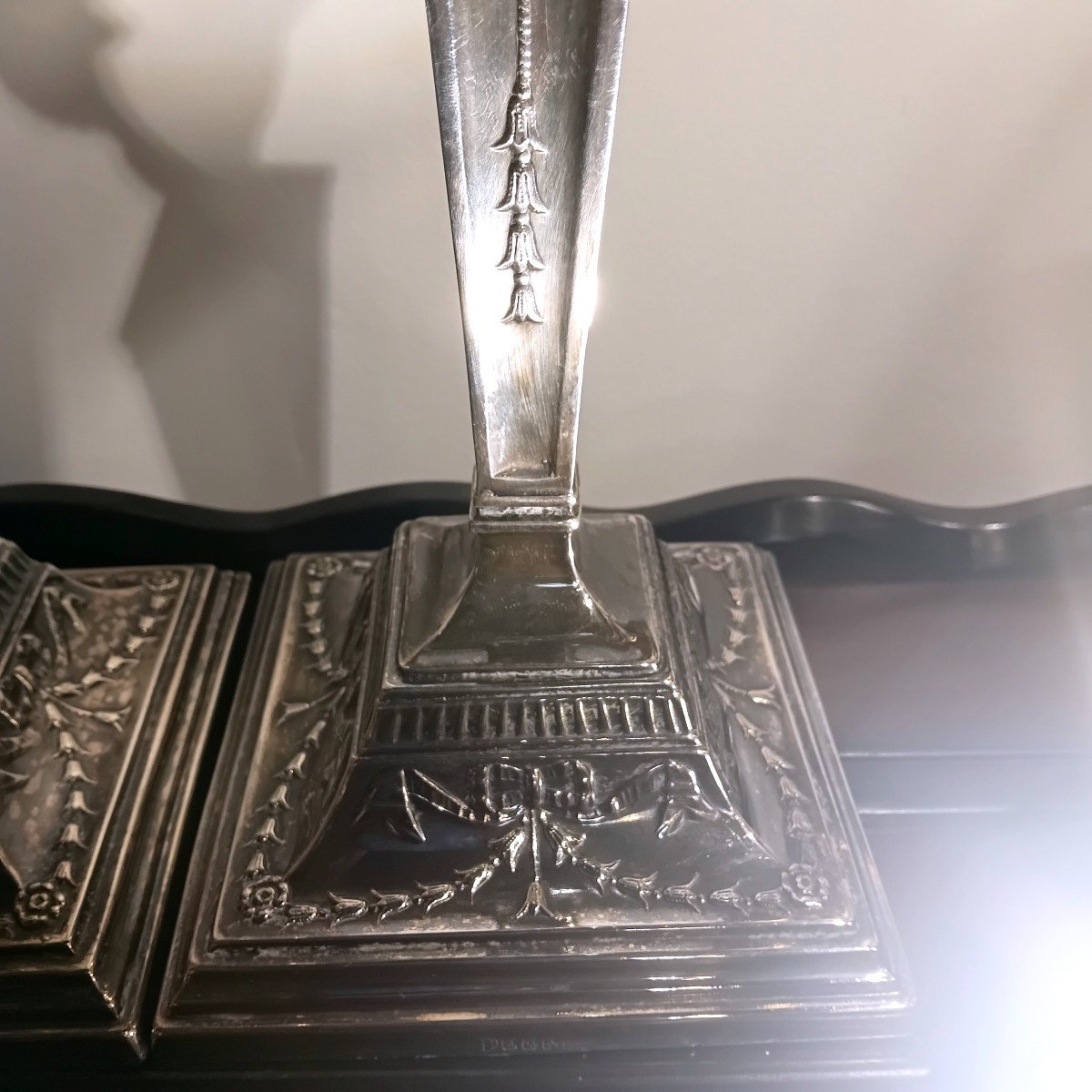 Pair Of Large 19th Century English Silver-plated Torches-photo-4