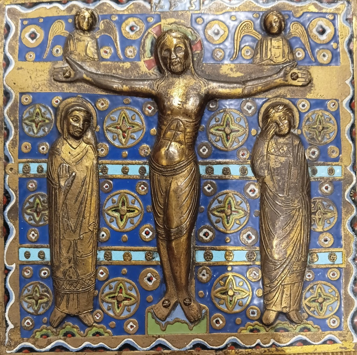 Modesto Morato .Plaque en email sur cuivre dore de style d epoque romane-photo-2