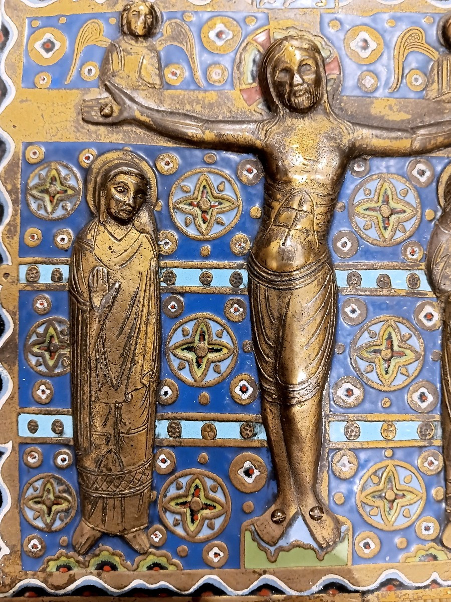 Modesto Morato .Plaque en email sur cuivre dore de style d epoque romane-photo-1