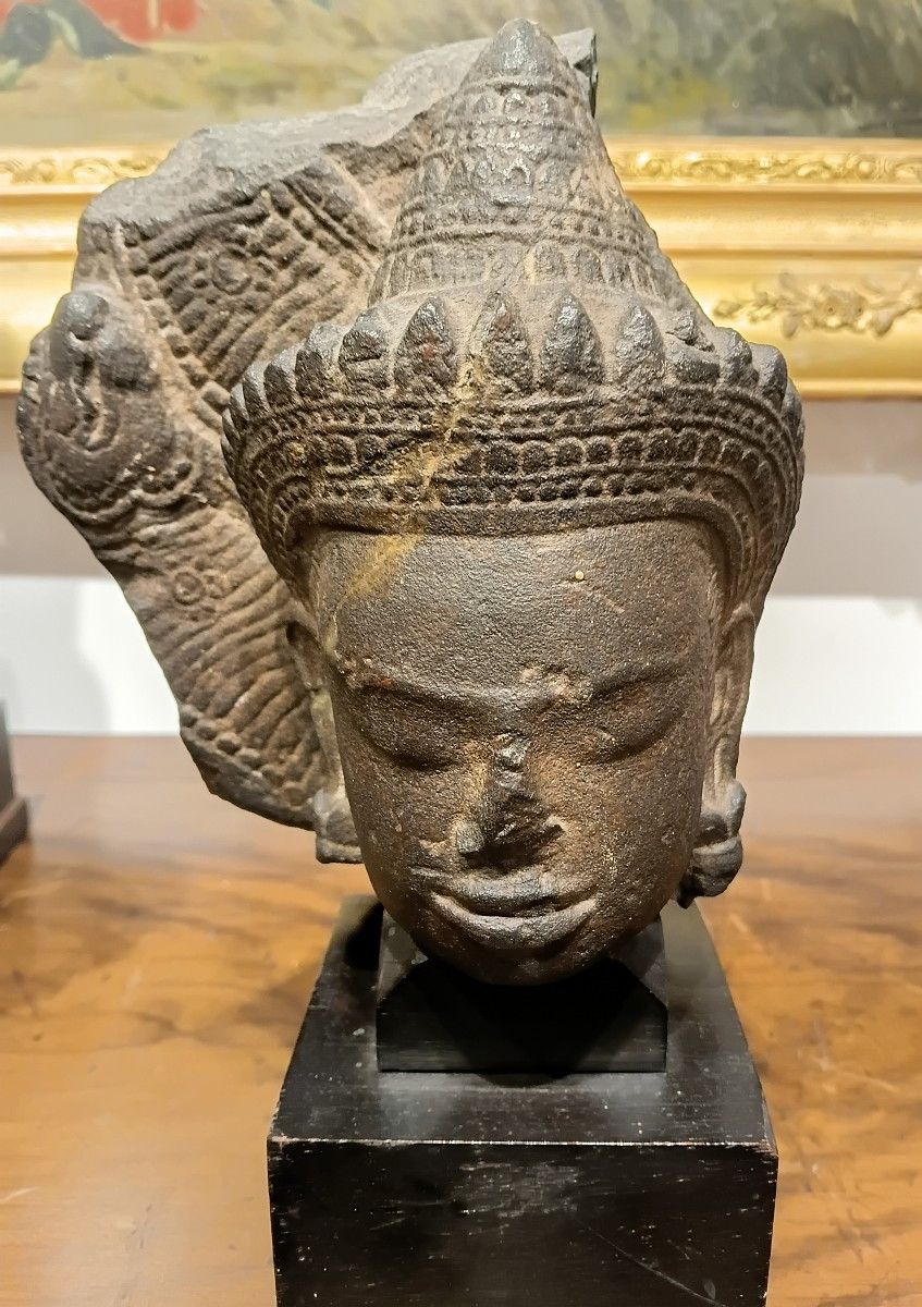 Buddha Head In Gres Cambodia Khmer XII/xiii Th Century