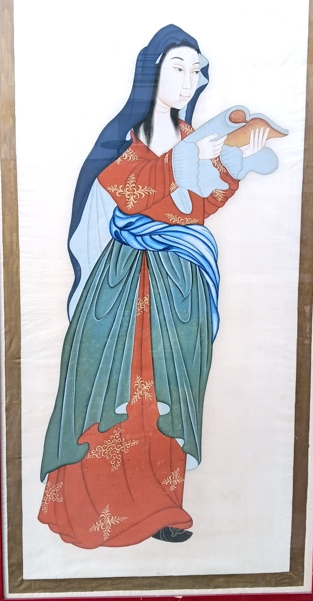 Grande peinture chinoise sur soie du debut du 20 eme siecle