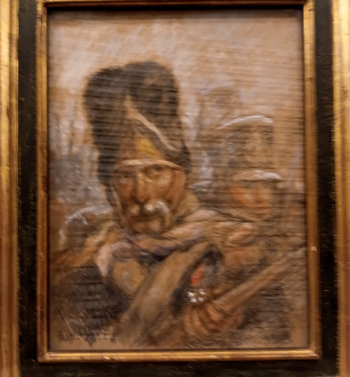Gouache sur traits de fusain " les grenadiers " signee...-photo-2