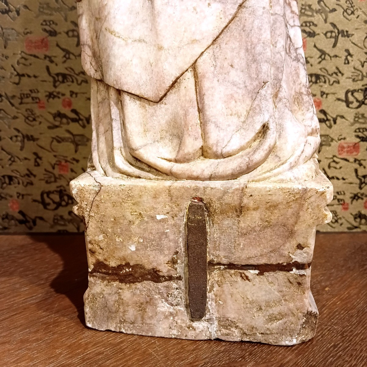 Grande vierge a l enfant sculptee en marbre -photo-5