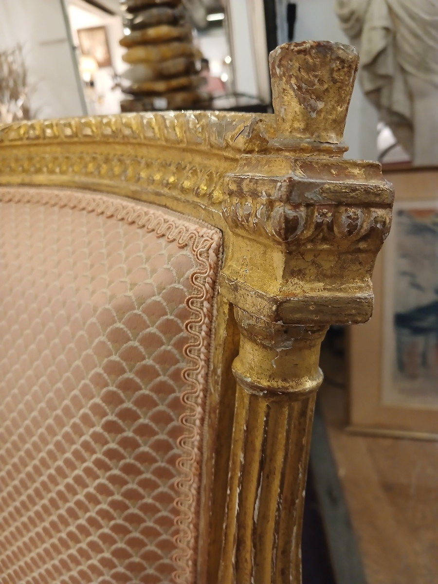 Paire de fauteuils en bois dore d epoque Louis XVI-photo-5